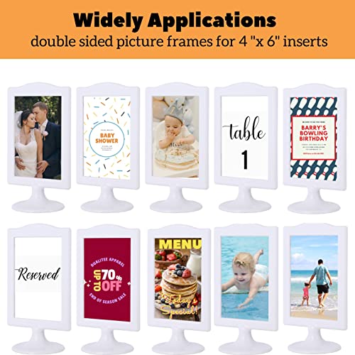 Shisioct Double Sided Standing Picture Frames - 4X6 Plastic Picture Frame Bulk - 2 Sided White Picture Frame Stand Holder For Wedding,Bride Shower,Office,Home Decor(10 Count) #TOP5