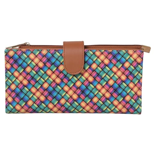 Women's Two-Fold Wallet - Handcrafted Vegan Leather Clutch with Magnetic Closure, ID Slot, Up to 10 Card Slots, 2 Notes Compartments, and 1 Coin Pouch - Multicolor