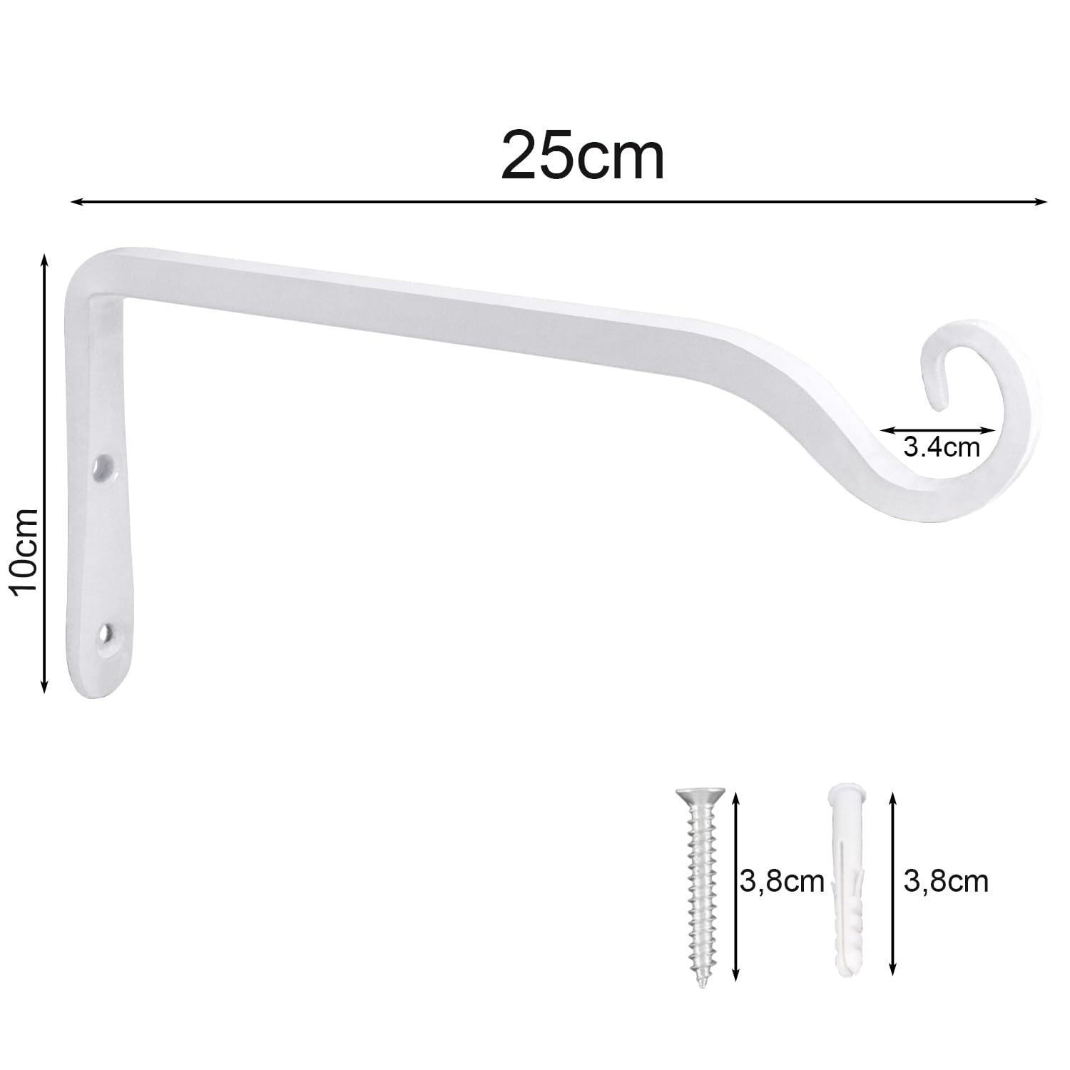 JunGG Support mural en fer pour plantes - 25 cm - Blanc (blanc, 25 cm)
