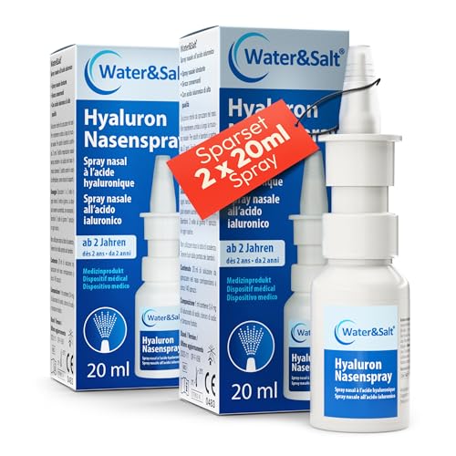 Water&Salt Hyaluron Nasenspray 2x20ml [LANGANHALTENDE BEFEUCHTUNG BEI TROCKENER NASE] ohne Konservierungsstoffe mit hochwertiger Hyaluronsäure - Nasenpflegespray für die ganze Familie