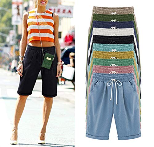 Vcansion USWWSHORTS9800B63XL Women'S Drawstring Elastic Waist Shorts Plus Size Shorts Light Blue Asian 2Xl/Us 8-10 thumb #5