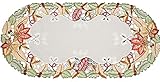 durchbrochen Herbstkäufer Buntblatt Ecru bunt, ca 35x75 cm oval