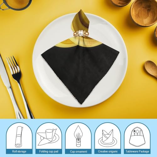 Servilletas de tela amarillas lavables y desechables para decoración de mesas 8