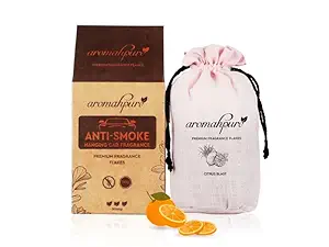 Aromahpure After Smoke Car Perfume Flakes | Citrus Charm - Orange & lemongrass | 50 Grams, 1 Piece | After Smoke Scented Flakes | Car Air Freshener