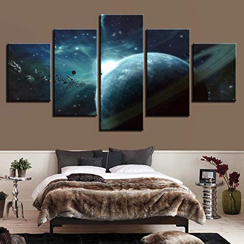 Tableau météorite 5 pièces pour salon moderne chic