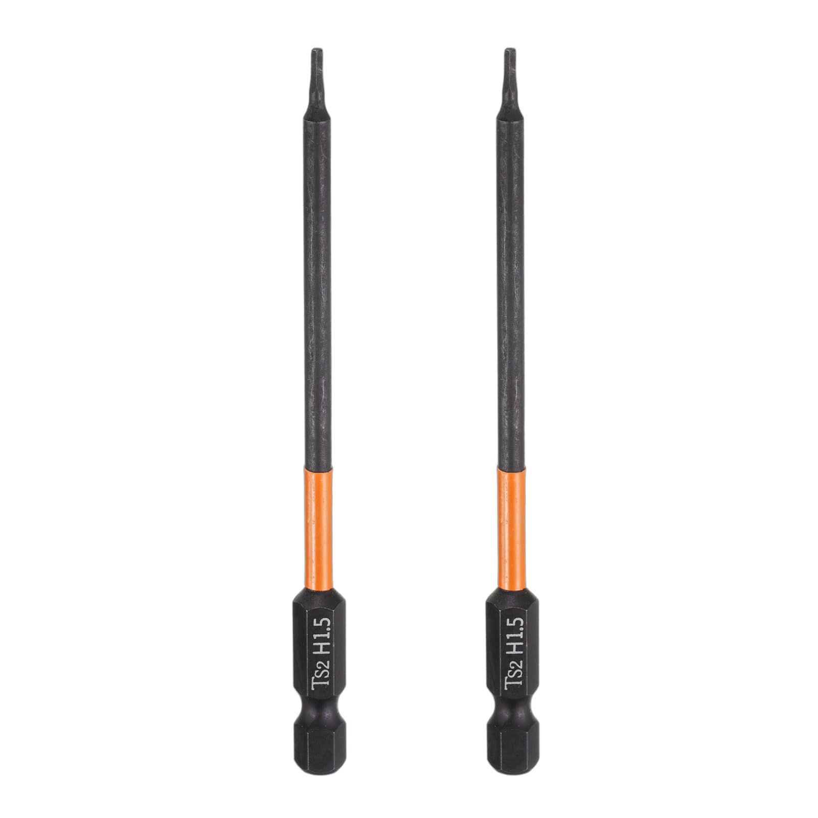 sourcing map 2pcs H1.5 Hex Head Drill Bit Wrench 1.5mm Metric Flat Tip 1/4" Hex Shank 100mm (4") Long Magnetic Black Phosphate Hexagonal Screw Driver Socket Industrial Screwdriver Power Bits