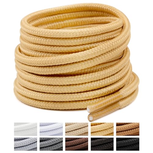 Image of Handshop 2 Pairs Round Boots Shoelaces, Heavy Duty Outdoor Shoe Laces | Replacement Shoestrings for Hiking, Running, Sporting Shoes and Work boots, Sturdy and Robust, 28 Colors, 30-63 inch Length