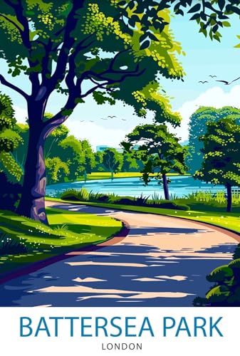 Lush Battersea Park London Poster – Metal Tin Sign 8x12 Inch – Urban Green Space Wall Art for Modern Homes