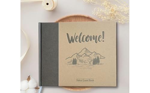 Paper 'N Such Cabin Guest Book For Vacation Homes -Kraft Hardcover- Registry Sign In Log Book Register Book For Business – Visitor Sign In Sheets - Cabins, Rentals, Vacation Homes - 120 Pages - 10X8 #TOP1