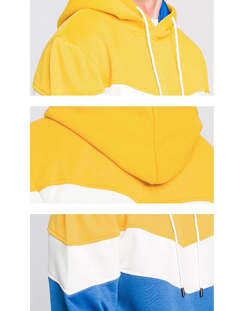Completo Tuta da Ginnastica Uomo Contrasto Felpa con Cappuccio Top e Pantaloni della Tuta Jogger Tuta Sportiva Patchwork in 2 Pezzi Abbigliamento da Allenamento in Palestra