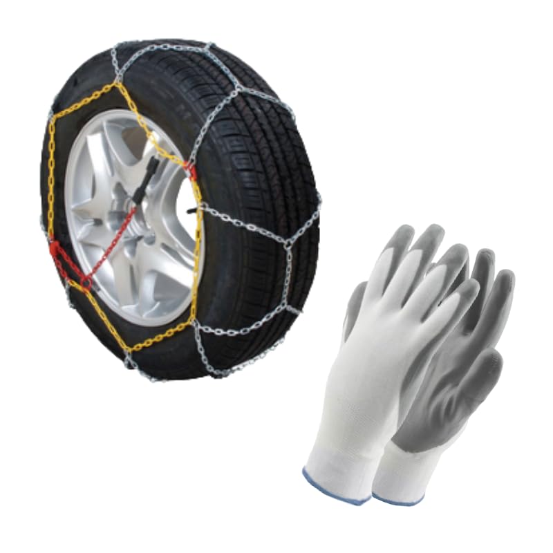 Pinto FERRAMENTA Catene da Neve per Auto Omologate Universali Invernali Semplici Montaggio Rapido Catena 9 mm con Guanti in Omaggio Varie Misure (Gruppo 20)