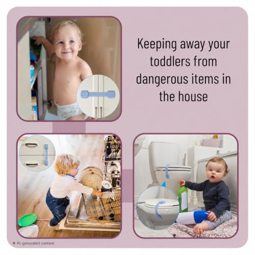 Image of Bates- Child Safety Strap Locks, 10 Pack, Baby Blue, Child Locks for Cabinets and Drawers