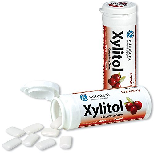 12x Miradent Xylitol Chewing Gum Zahnpflegekaugummis 30 Stück Dose cranberry (12x 30g)
