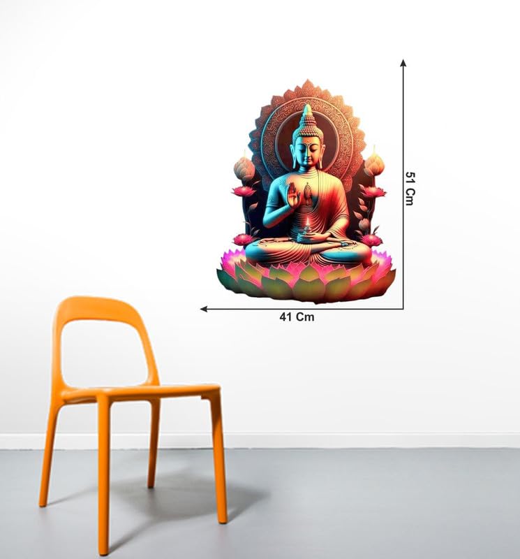 Image of Lord Buddha PVC Vinyl,Wall Sticker for Home Decor - Ideal for Living Room, Bedroom, Hall, Kids Room, Play Room (Size -45 cm x 45 cm) (Lord Buddha (-50 cm x 40 cm))