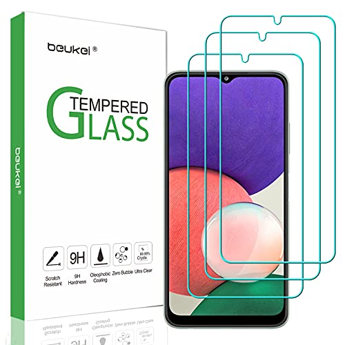 Beukei (3 Pack) Compatible Screen Protector Tempered Glass For Samsung Galaxy A22 5G (Not Fit For Galaxy A22 4G), Touch Sensitive,Case Friendly, 9H Hardness #TOP15