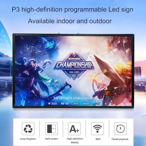 Image of P3 Programmable LED Sign,Scrolling Full Color Display,40 inchx25 inch | WiFi APP Control | IP65 Waterproof | Scrolling Text Display | Adjustable Brightness | Store Sign
