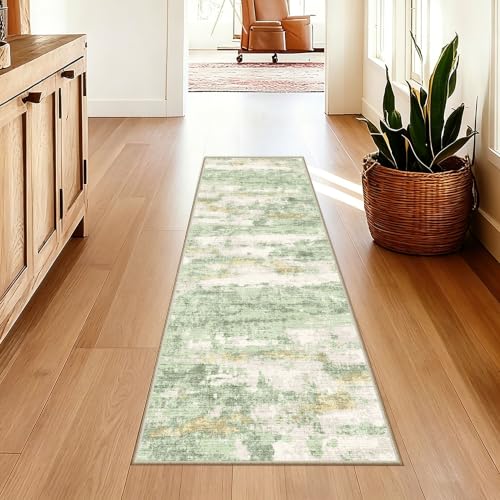2x5 Washable Runner Rugs，Modern Abstract Rug Runner,Ultra-Thin Kitchen Runner Rug Non-Slip Backing Entryway Runners,Bathroom Carpet for Hallways,Bedroom，Laundry Room