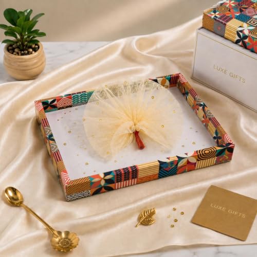 Image of Awestuffs Premium Gift Box Setof 2 with Ribbon Closure, Luxury Decorative Gift Packaging Boxes for Birthday, Wedding, Anniversary, Festival, Return Gifts, Corporate Gifting & Special Occasions (Multicolour, Gift Tray)