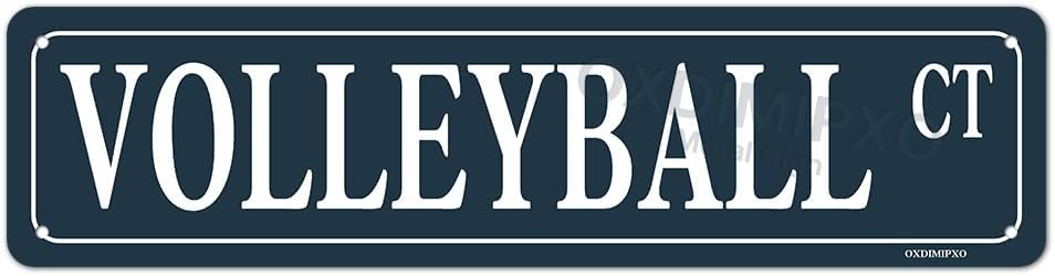 Volleyball CT Street Tin Sign Vintage Iron Wall Art Funny Road Signs Rectangle Metal Poster Decor Signs for Home Kitchen Farmhouse Bar Cafe Garage Wall Decoration 4x16In