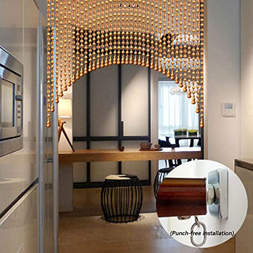 Beaded Curtain Natural Wooden Beads Door String, Arched Wood Color Solid Woods Curtains, Room Corridor Divider Wall Decoration Curtains, 21/25/29/35/41 Shares (Color : A, Size : 21 Strands-50X35Cm) #TOP5