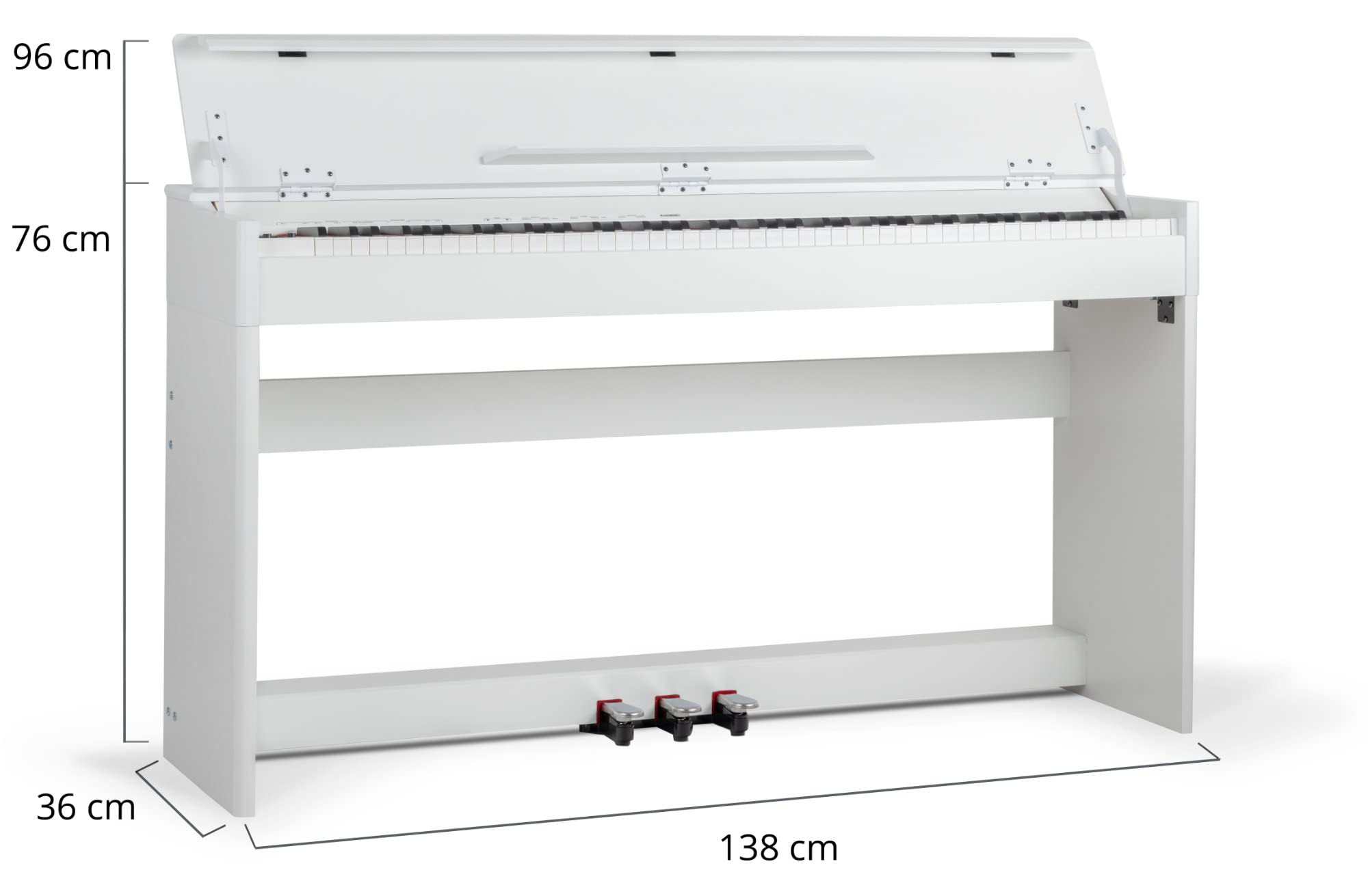 McGrey DP-18 WM Pianoforte Digitale Bianco Opaco - 88 Tasti Tastiera con azione a martello - Pianola musicale con USB, 128 suoni, 128 polifonie, 3 pedali - Piano digitale per scuola