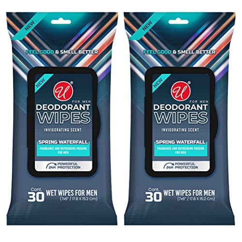 Generic Men's Deodorant Wipes - 60 Count, Moist Hand Cleaning, Spring Scent, 2 Packs