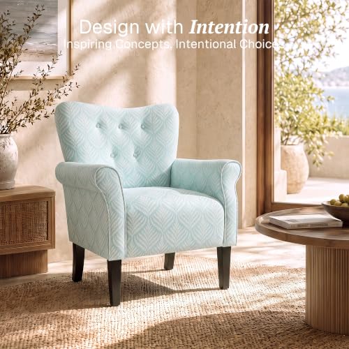 Image of BELLEZE Set of 2 Upholstered Accent Chair - Frond Blue