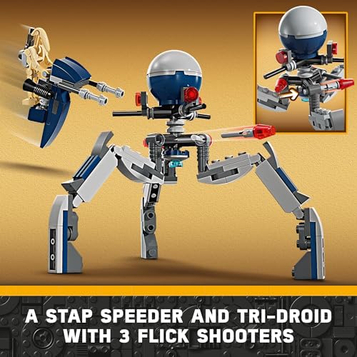 lego star wars clone trooper amp battle droid battle pack set for kids buildable toy speeder bike vehicle tri-droid and defensive post collectible gift for boys and girls aged 7 and up 75372