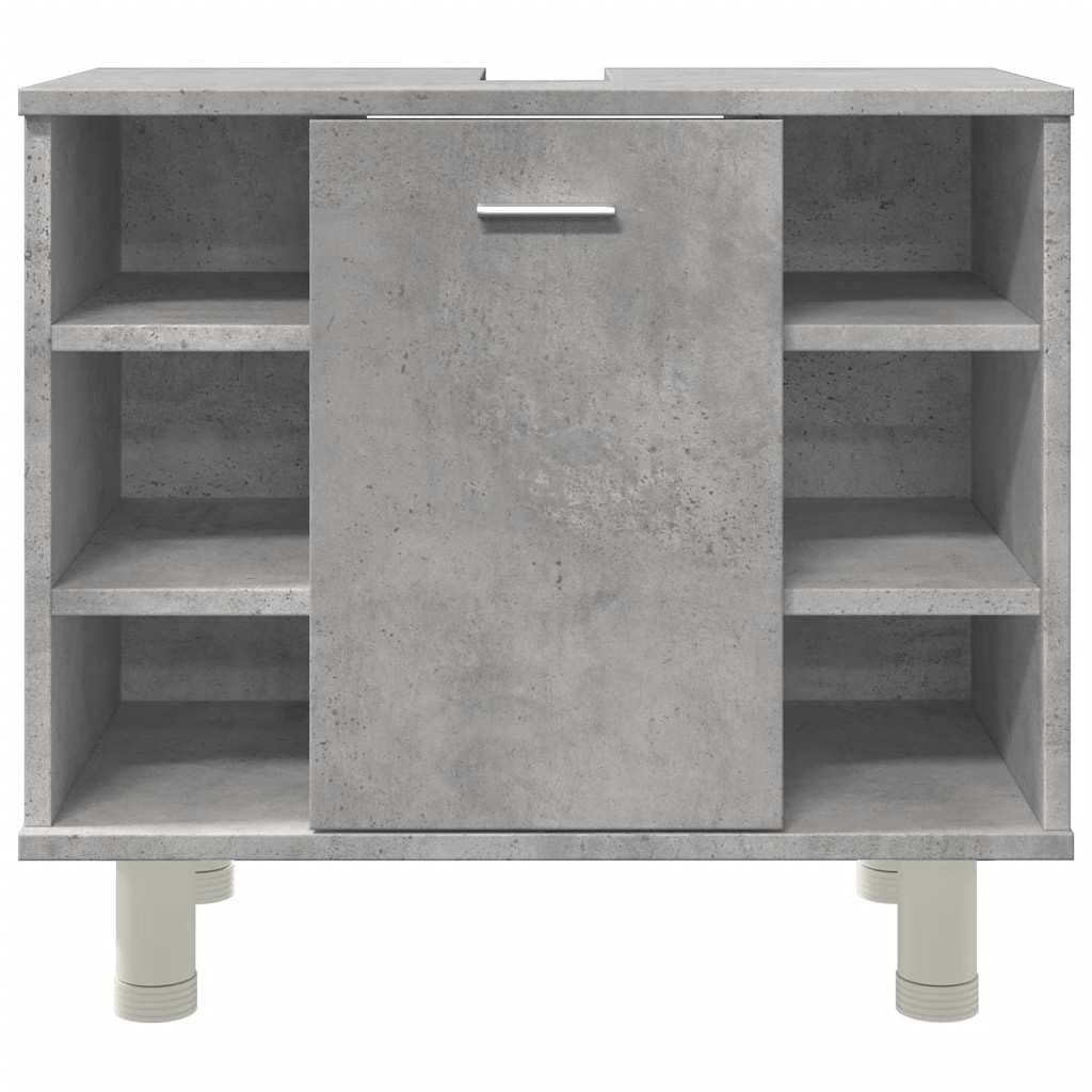 Mangloder Armoire de Salle de Bain Gris béton en Bois d'ingénierie 60x32x53,5 cm avec Porte et poignée, Rangement sous lavabo pour Salle de Bain, Toilette, buanderie, organisé