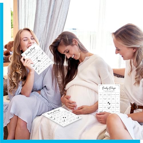 Image of Baby Shower Bingo Game, 50 Bingo Cards Perforated Calling Cards Bingo Games for Baby Shower, Bridal Wedding Shower (White)