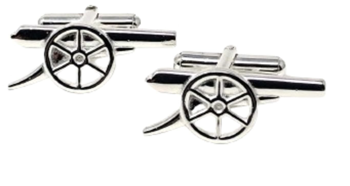 Official Arsenal Sterling Silver Cannon Cufflinks - 925 Hallmarked Licensed Gift for Weddings