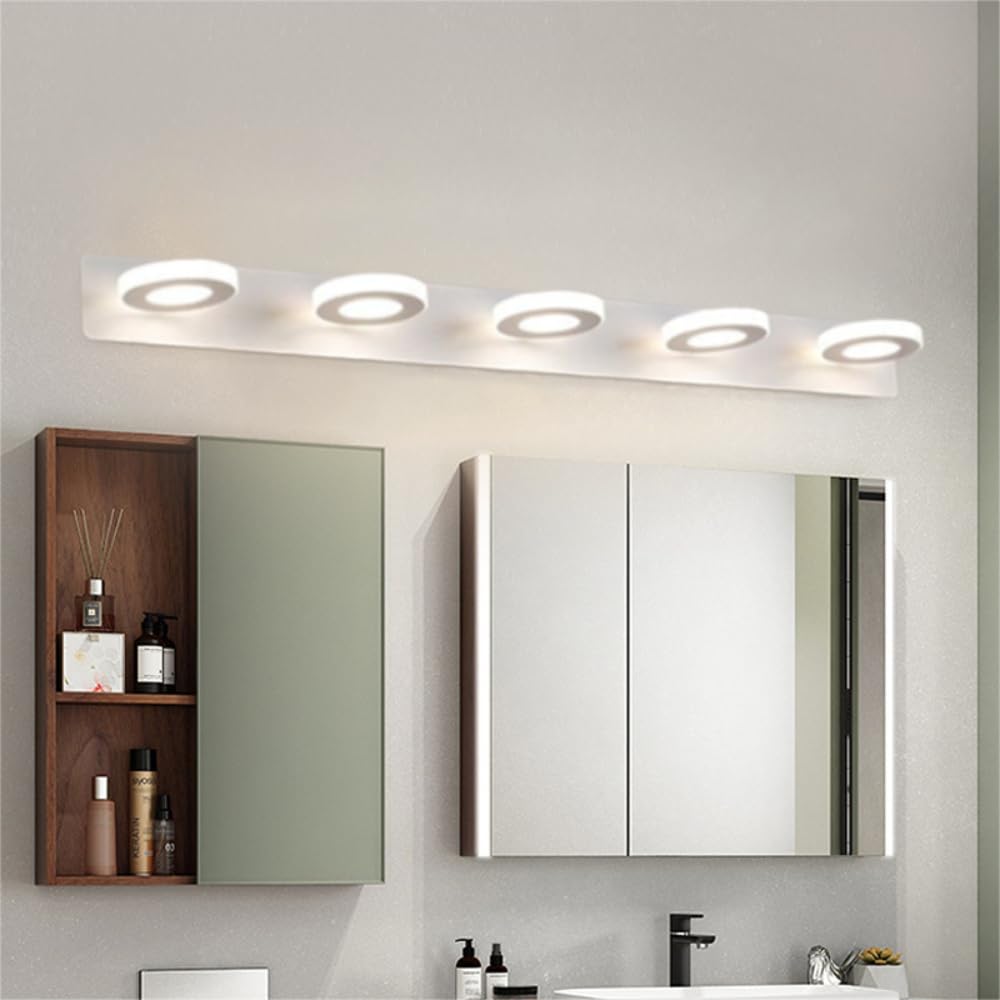 XINYASEE Lampe LED pour miroir de salle de bain, 10-25W Applique murale pour salle de bain, Applique murale pour vanité et maquillage, Blanc (5 têtes)