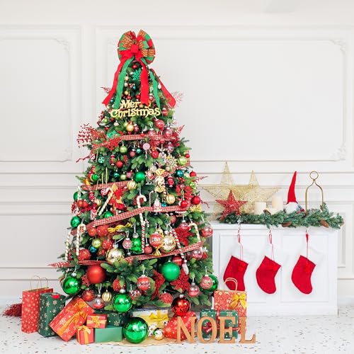 XmasExp 24ct Mini Christmas Ball Ornaments Shatterproof Christmas Ornaments Set Decorations for Xmas Tree Balls 30mm/1.18" (Green)