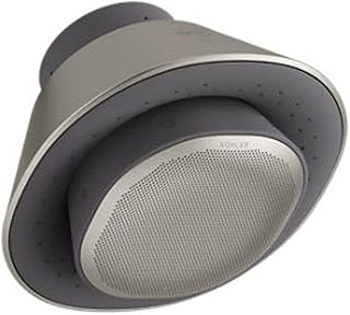KOHLER Moxie Alexa Enabled Showerhead, Bluetooth Shower Speaker, Shower Radio, Rechargeable Speaker, Portable Speaker, 2.5 GPM, K-28238-NKA-BN, Vibrant Brushed Nickel