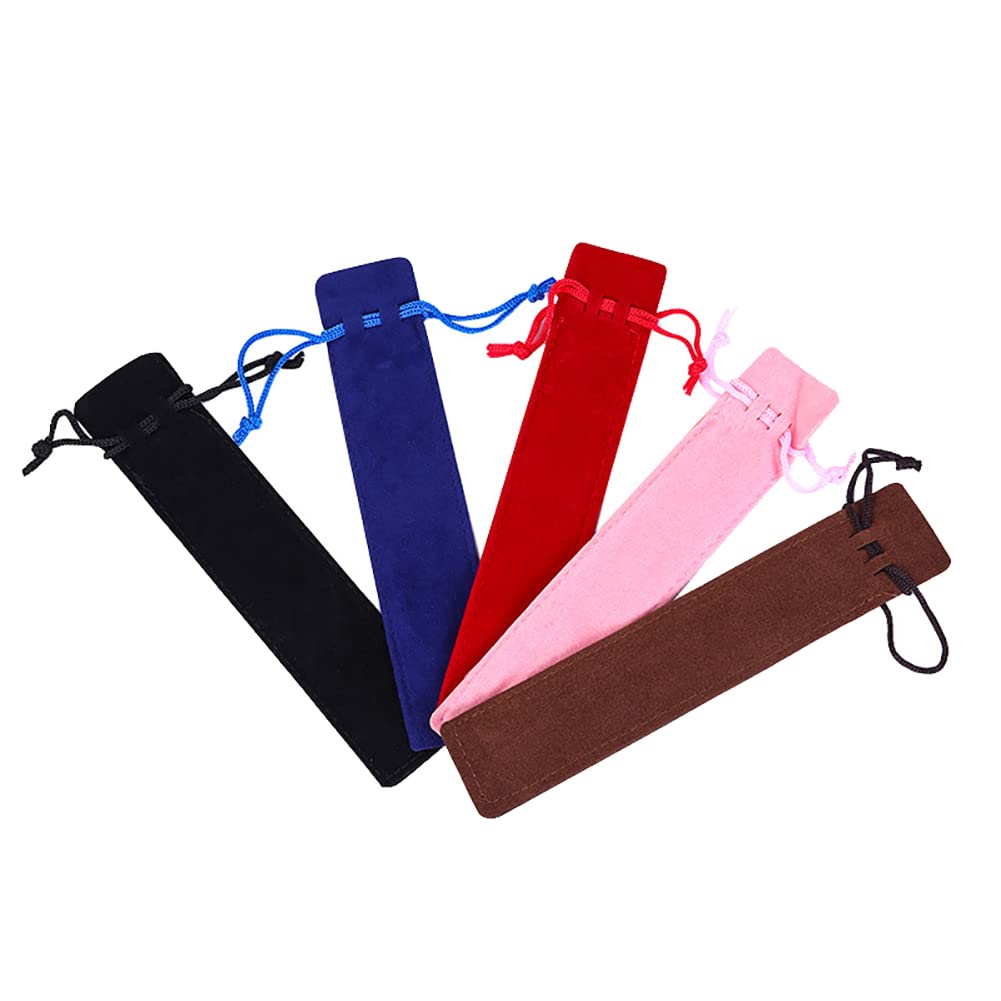 20 Pcs Velvet Pen Pouch Sleeve Holder Single Pen Bag Case Pencil Bag Storage with Drawstring