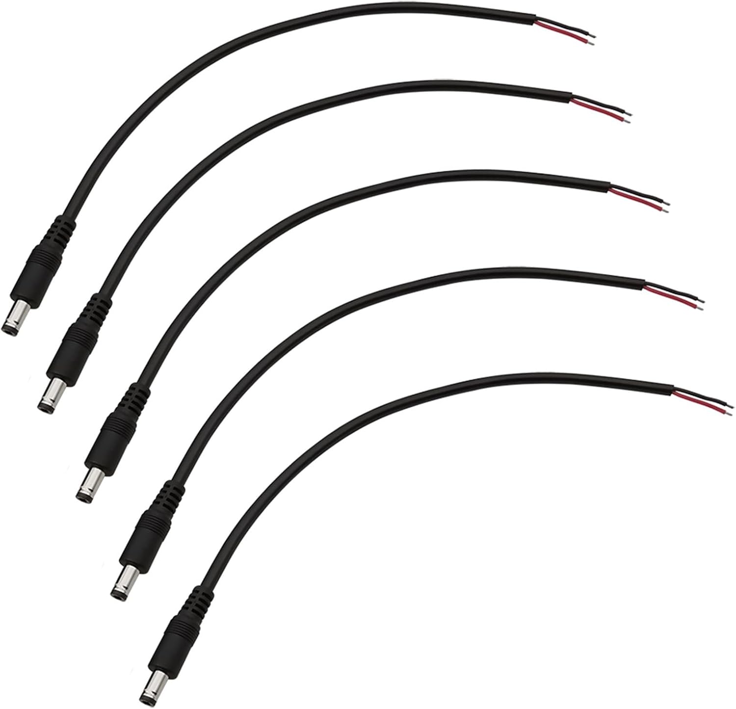1/2/5Pcs 12V DC 5.5 x 2.1mm Male Female Power Plug Cable Adapter Connector(5Pcs Male)