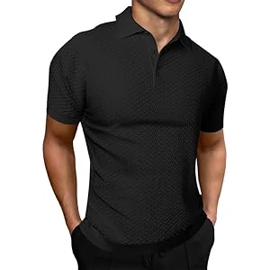 JMIERR Mens Knit Polo Shirts Button Up Textured T Shirts Casual Solid Color Slim Fit Short Sleeve Summer Golf Tee Shirt