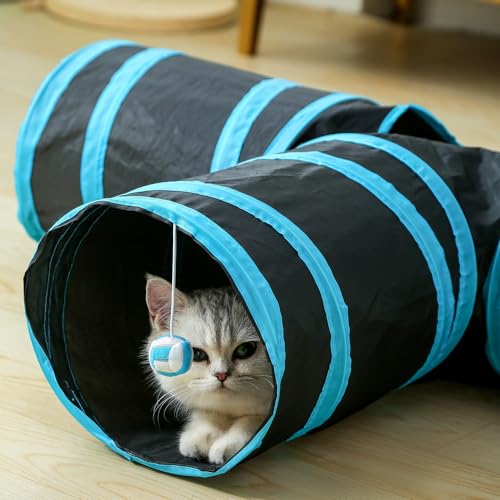 Fhodigogo Katzenspielzeug Katzentunnel, Katze Spielzeug Hundenspielzeug Spieltunnel 3-Wege Pet Play Tunnel Tube für Kätzchen, Welpen, Kaninchen, kleine Hunde