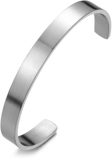 Stainless Steel Satin Finish Men's Bracelet - 18cm Classic Silver