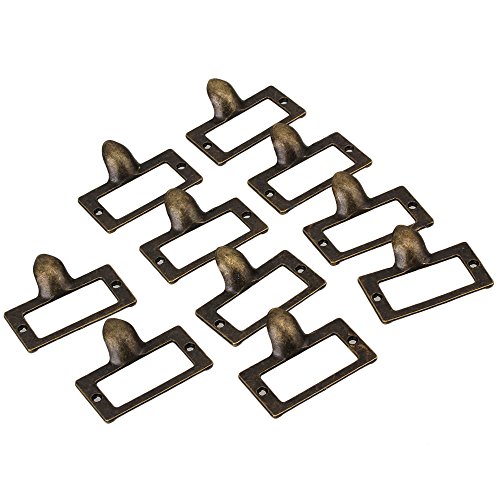 Bqlzr Box Label Cabinet Drawer Clip Case Pull Handle Label Frame Card Holder Antique Bronze Style Pack Of 10 #TOP5