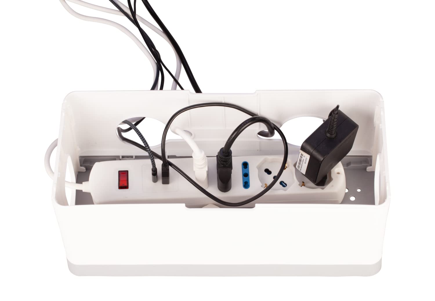 Scatola Nascondi Cavi 33x13x12cm - Bianco, Per Organizzare Fili E Prese, Protezione Bambini