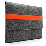 Lavievert Handmade Gray Felt Case Bag Sleeve with Orange Elastic Band for Apple 13