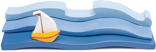 Miniatura 2 de Tender Leaf Toys - Blue Water - Juego de juguetes de ondas de madera maciza de extremos abiertos para mostrar criaturas marinas para niños a partir
