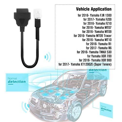 Obd2 Cable Connector Scanner For Yamaha Fjr Fz09 Fz10 Mt07 Mt09 Mt10 R1 R6 Tmax 530 Xsr 700 900 Xt1200Ze, 4 Pin Full Diagnostic Cable, Obdii Adapter Connector Cable Scan Tool For Motorcycle Bike Atv #TOP2