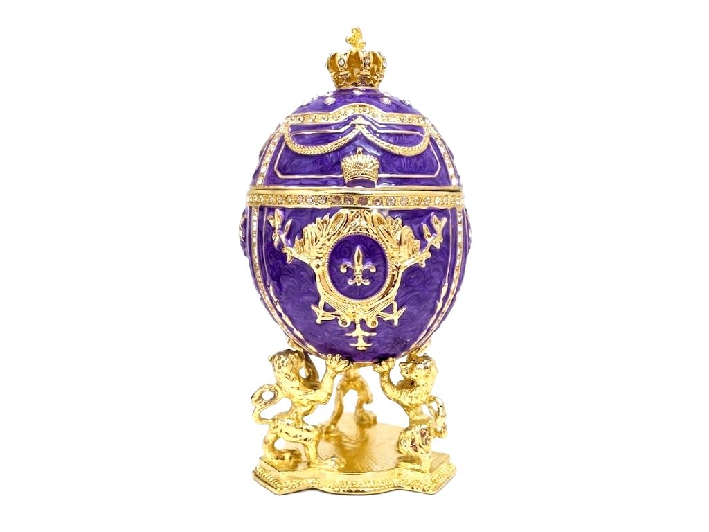 Œuf impérial style russe en marbre violet : le cadeau d'exception culturel