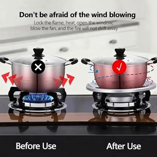 Image of (Pack of 2) Heavy Duty Gas Saver Burner Stand - Energy Saving Windproof Metal Gas Chula Stove Stand, Gas Stove Fan Air Protector For High Flame - Supports 4 & 5 Legs Gas Stoves