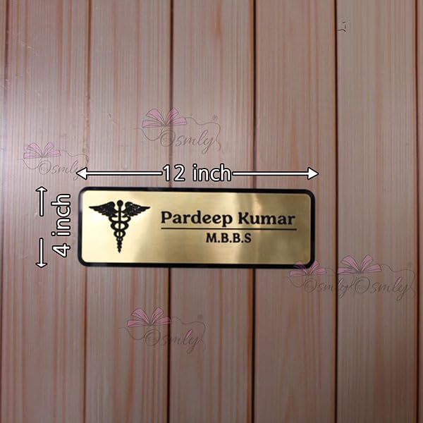 Image of Acrylic Laser Engraved Table Sign Stand, Laser Engraved Acrylic Sign or Name Plate for Doctor, Teacher, Advocate, Medical, Proprotor office or personal use Gold Wall Name Plate