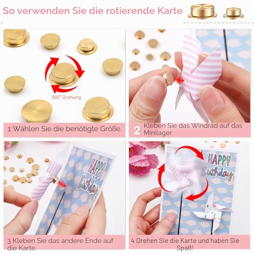 30 Stück Mini Metall-Drehlager für DIY handgefertigte Bastelarbeiten, Papierkarten, Scrapbooking, DIY-Geburtstagskarten, 360°-Drehung, reibungsloses Spin-Mechanismus, Spinner für Schmuckherstellung