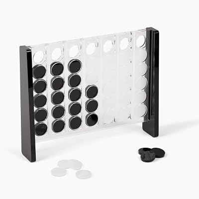 Unique Four in a Row - Acrylic 4 in a Row Game - Board Game Decor - Coffee Table Games - 2 Player Board Games for Family - Connect The Four Pieces Game - Classic Strategy Family Game (Black and White)