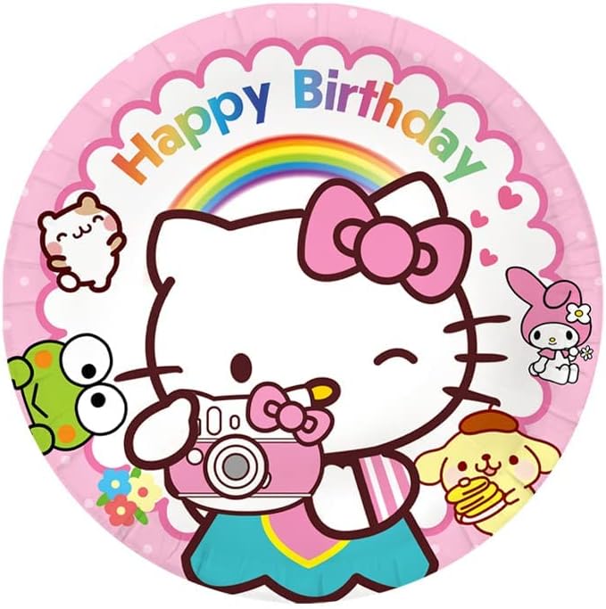 Miniatura 4 de ADILAIDUN 40 piezas de decoración de fiesta de cumpleaños de Hello Kitty 20 servilletas 20 platos 40 unidades por juego
